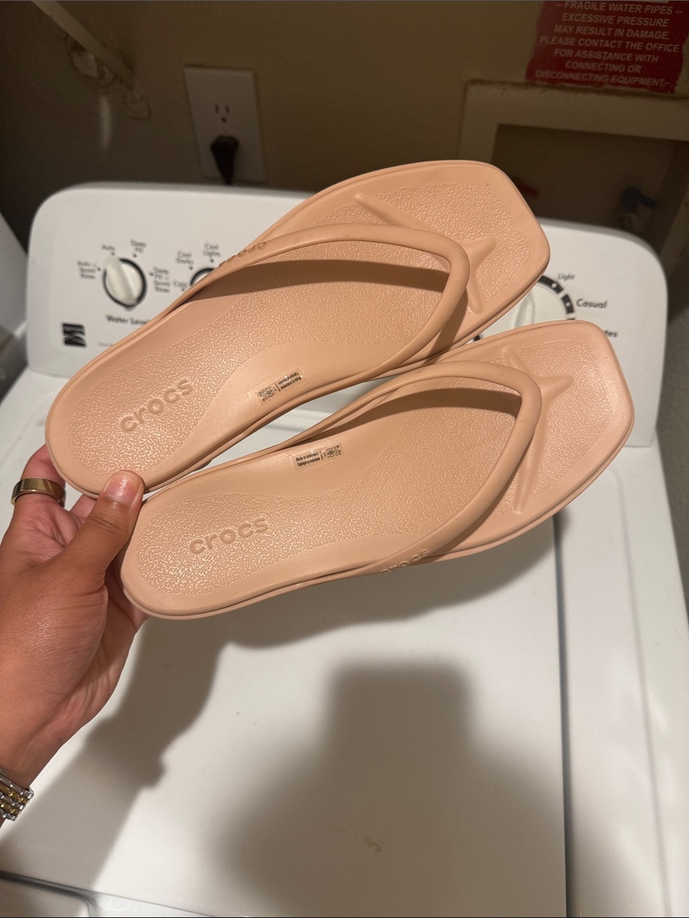Crocs Women’s Miami Square-Toe Flip Flop - Blush- Pink Caramel - Picture 2 of 3